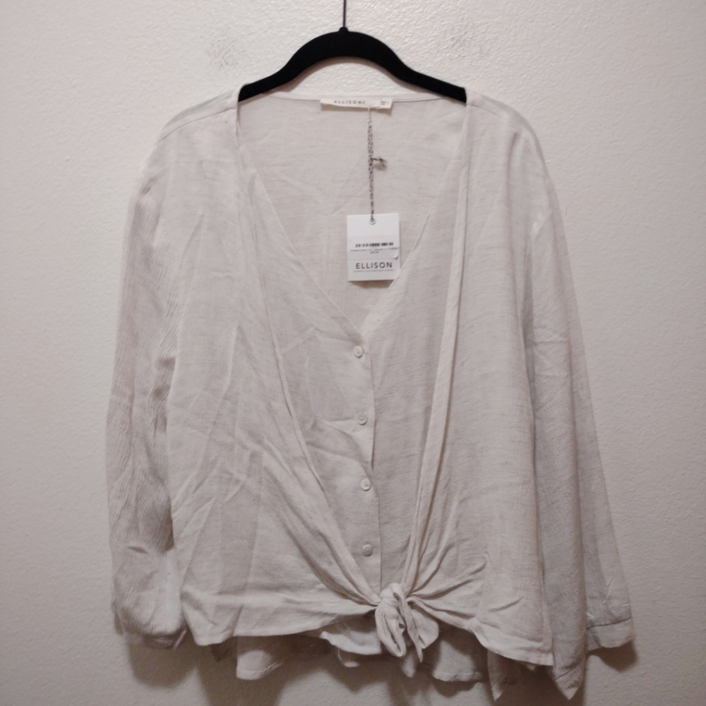 Ellison Oatmeal Amanda Woven Top NEW Large